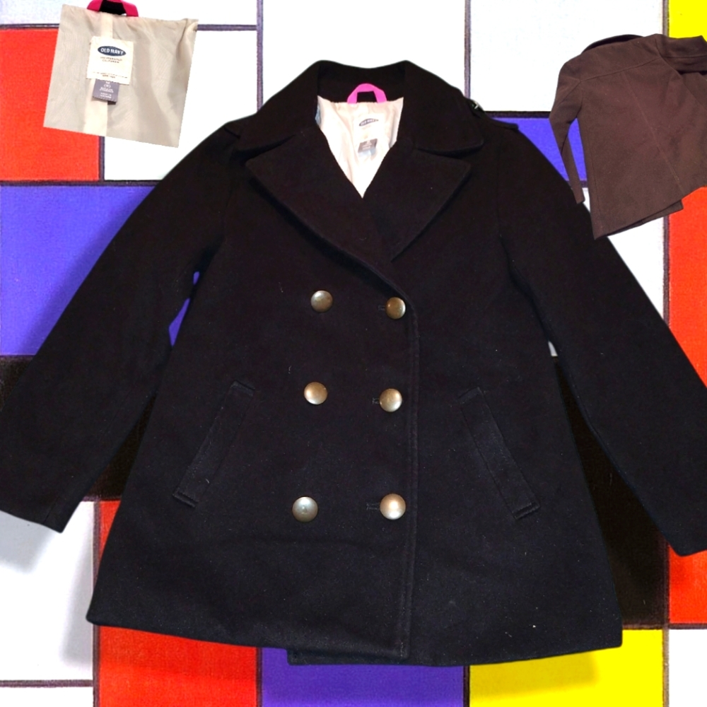 Old Navy Girl's  Black Pea Coat